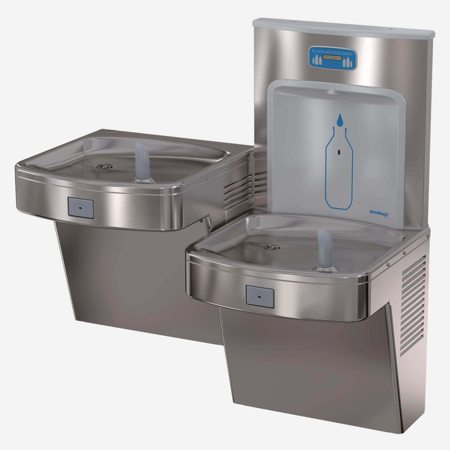 Murdock dual drinking fountain with integrated bottle filler